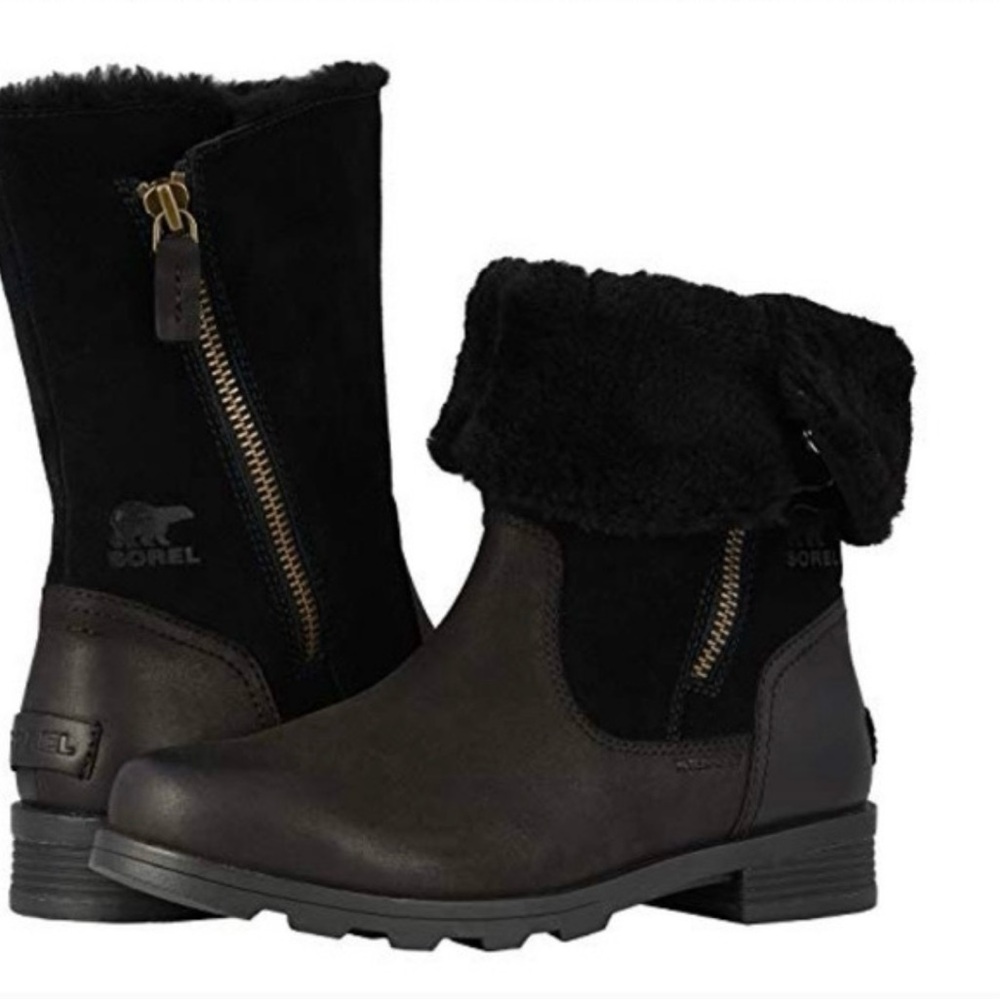 Sorel Women's Black and Dark Brown Winter Boots